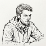 Pen sketch portrait of Nathan