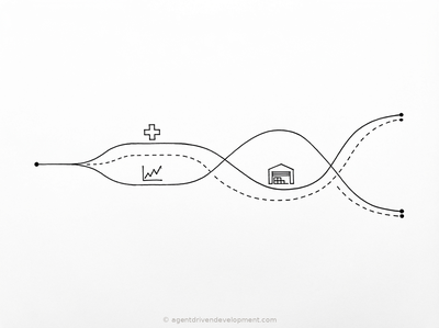 Two parallel paths diverging — a transit map showing the interweaving timelines of both novels