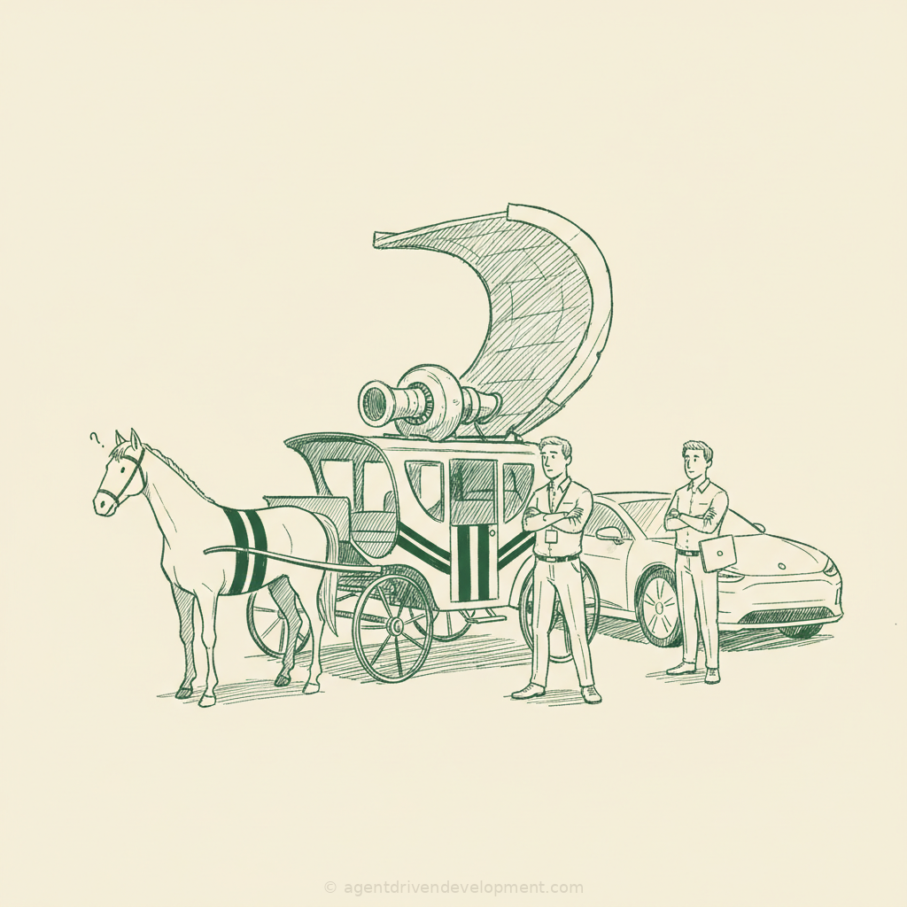 Pen doodle illustration for ai-wont-save-your-monolith