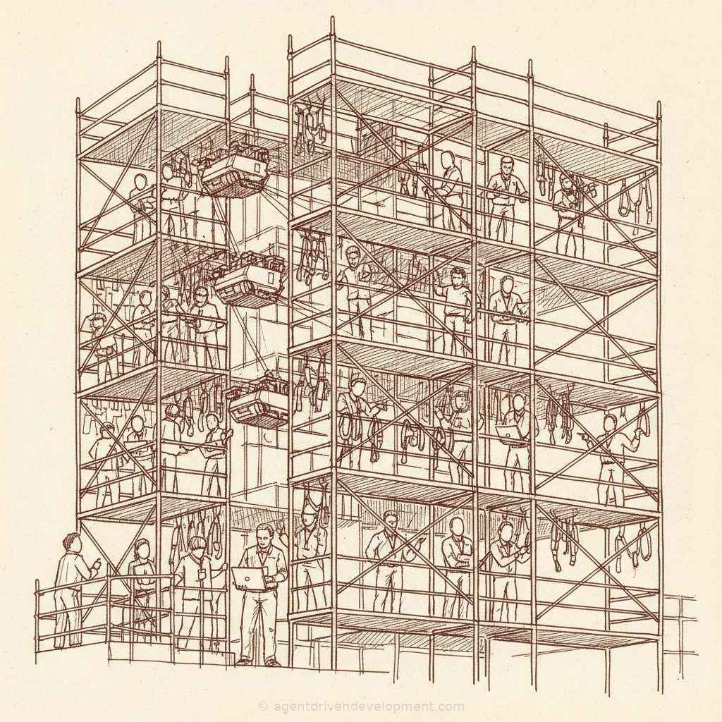 Pen doodle illustration for every-agile-artifact-was-built-to-derisk-humans-writing-code