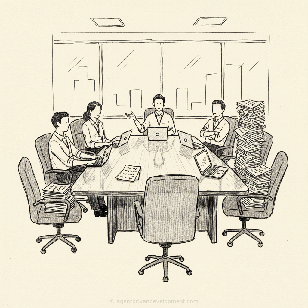 Pen doodle illustration for executive-operating-model-board-memo