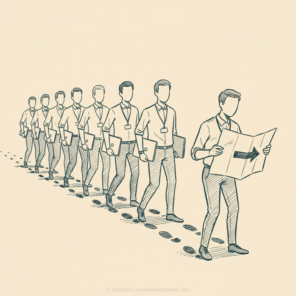 Pen doodle illustration for how-to-win-without-disruption-the-senior-directors-guide-to-ai-that-actually-wins