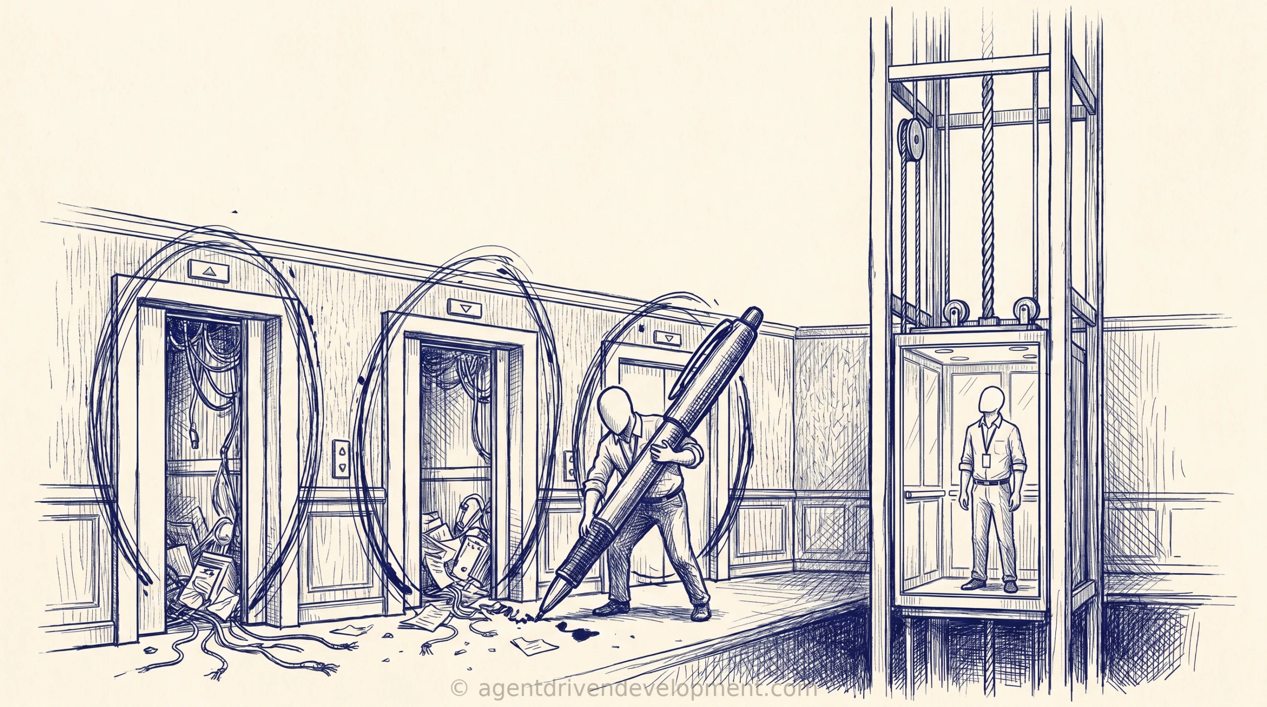 Pen doodle illustration for find-the-ceiling