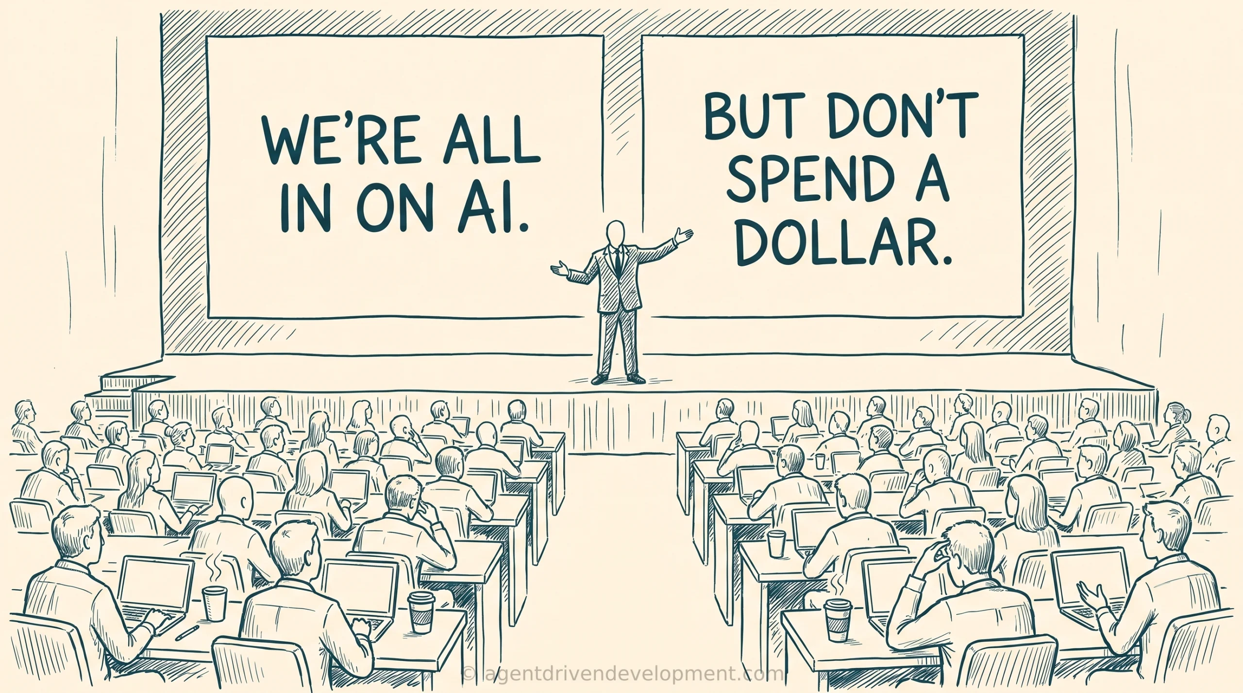 Pen doodle illustration for ai-is-too-expensive-turn-it-off-for-90-days